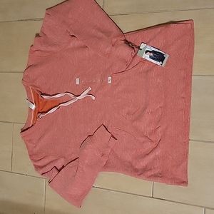 NWT Green Tea Orange/ White Heather Fleece Pullover
